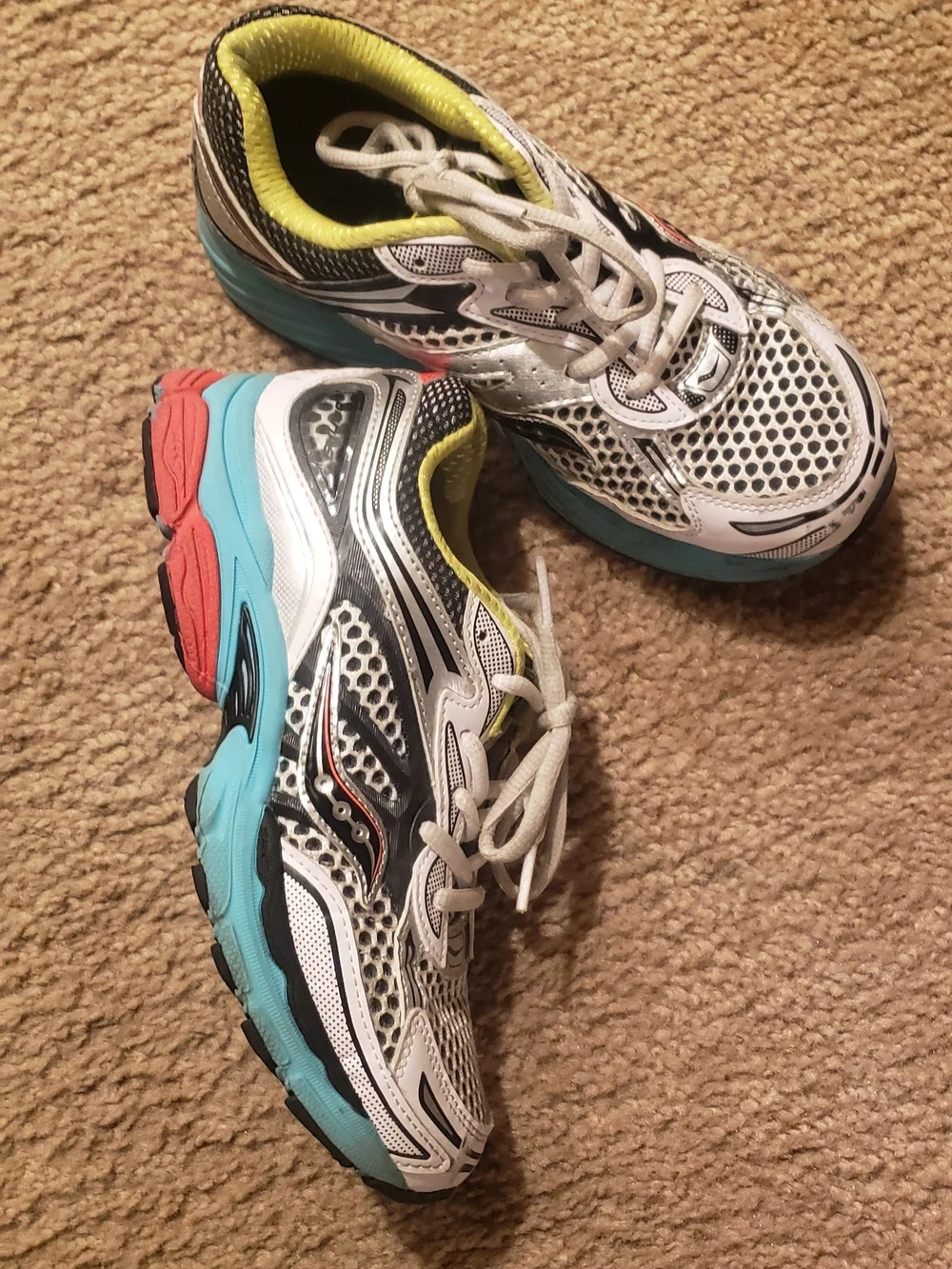Saucony Women's White Teal Coral Lime Running Shoes